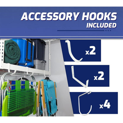 SafeRacks 4' x 8' Overhead Garage Storage Rack Holds Up to 600 Pounds, White