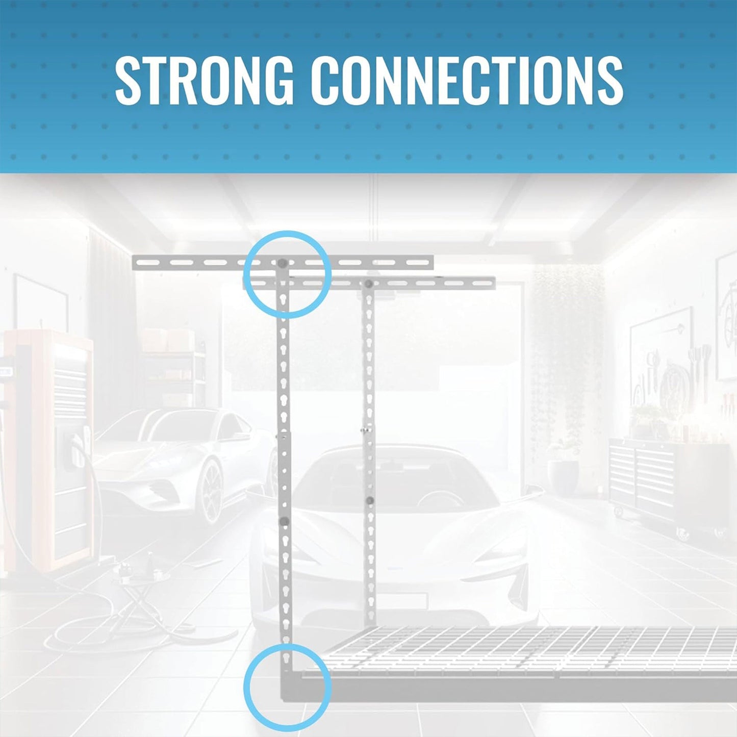 MonsterRax 3' x 8' Overhead Garage Storage Rack Holds Up to 450 Pounds, White
