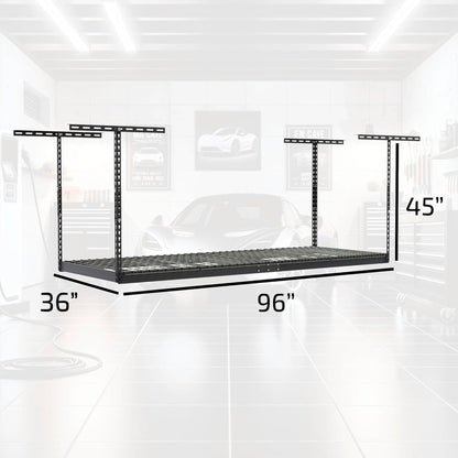 MonsterRax 3'x8' Overhead Garage Storage Rack Holds Up to 450 Pounds, Hammertone