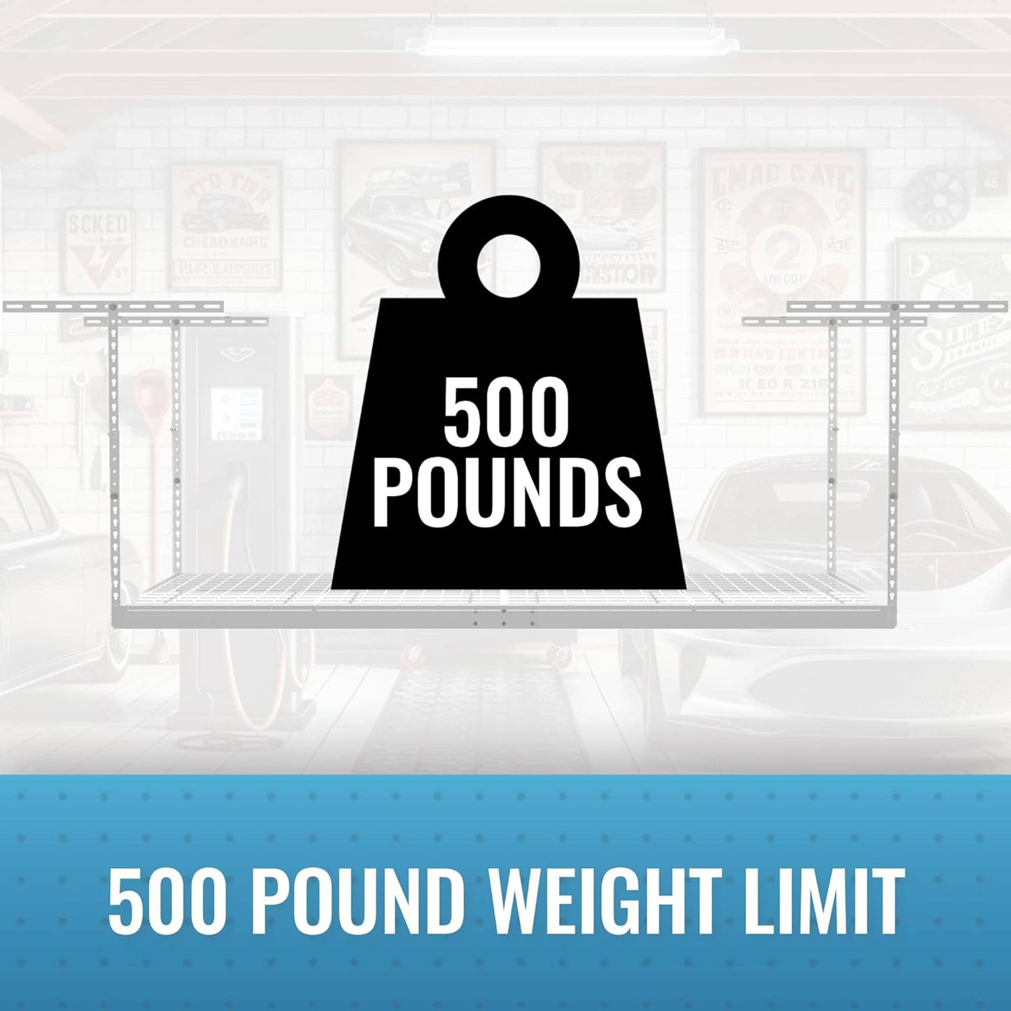 MonsterRax 4' x 8' Overhead Garage Storage Rack Holds Up to 500 Pounds, White