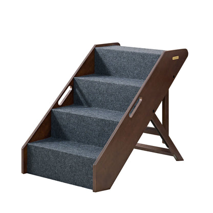 MECO Stakmore Foldable Pet Steps with Solid Hardwood Construction, Espresso