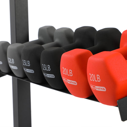 HolaHatha 146 Pound Neoprene Dumbbell Strength Training Weight Set with Rack