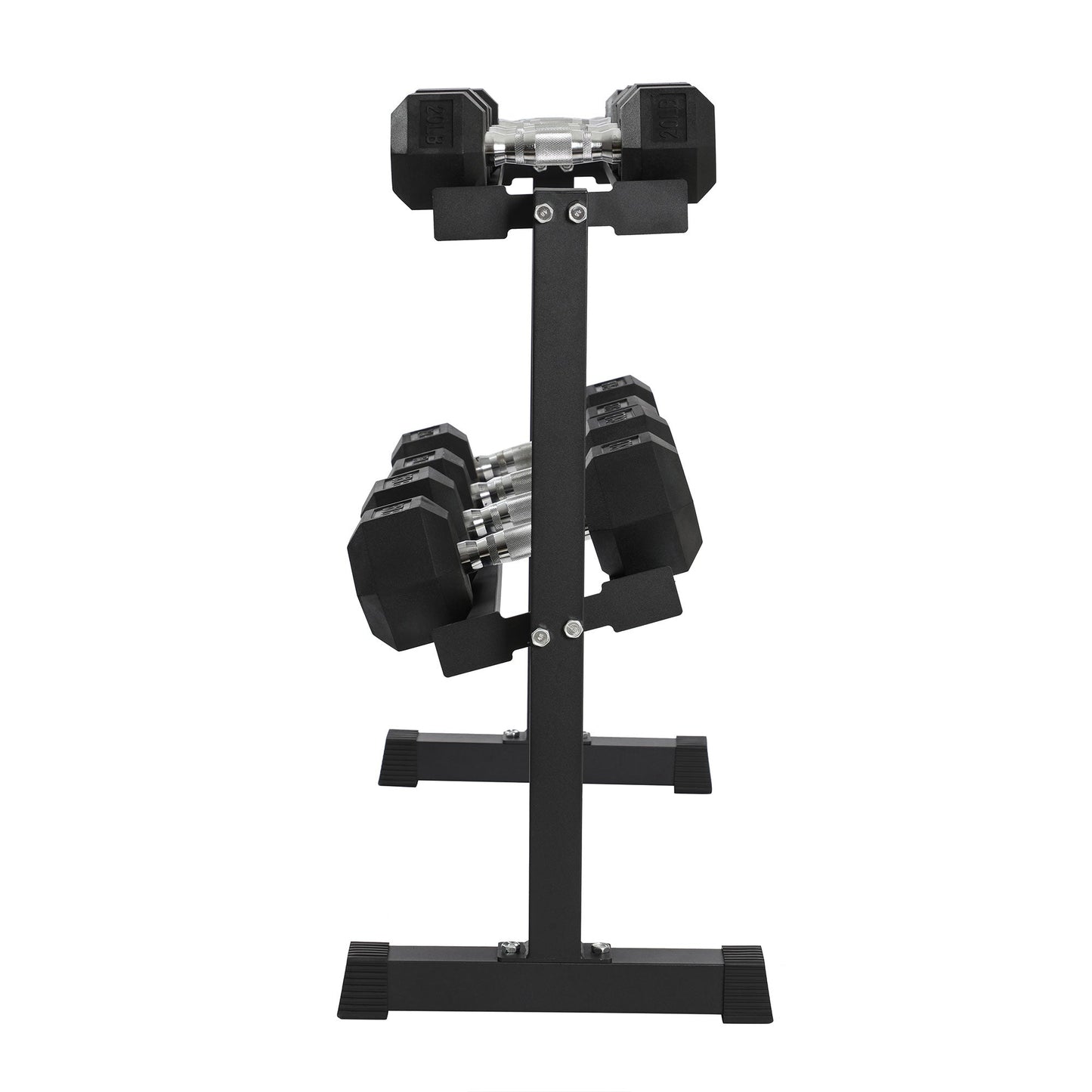 HolaHatha 210 Pound Rubber Encased Dumbbell Strength Training Weight Set w/ Rack