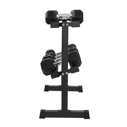 HolaHatha 210 Pound Rubber Encased Dumbbell Strength Training Weight Set w/ Rack