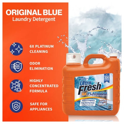 Ultra Fresh 6X Platinum 2 x 2.5 Gal Laundry Detergent, 640 Loads, Original Blue