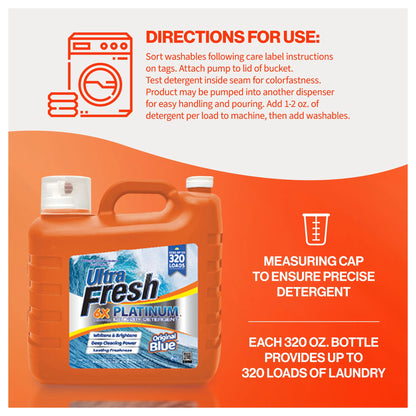Ultra Fresh 6X Platinum 2 x 2.5 Gal Laundry Detergent, 640 Loads, Original Blue