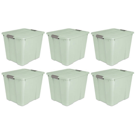 Sterilite 20 Gal Latch Tote Home Storage Organizer Bin w/ Handles, Mint, 6-Pack