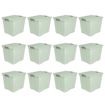 Sterilite 20 Gal Latch Tote Home Storage Organizer Bin w/ Handles, Mint, 12-Pack