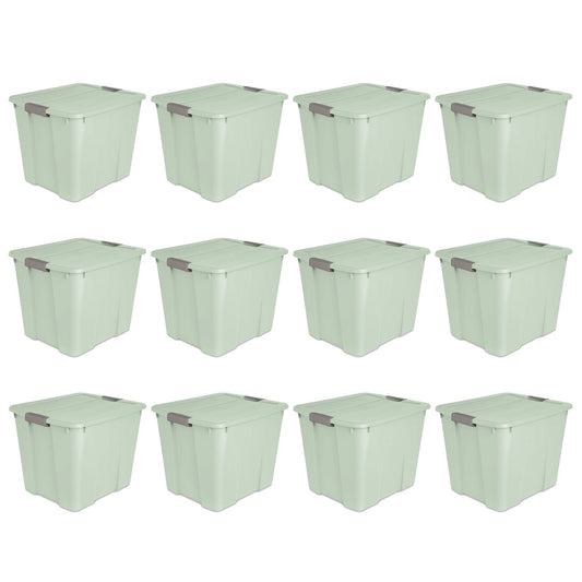 Sterilite 20 Gal Latch Tote Home Storage Organizer Bin w/ Handles, Mint, 12-Pack