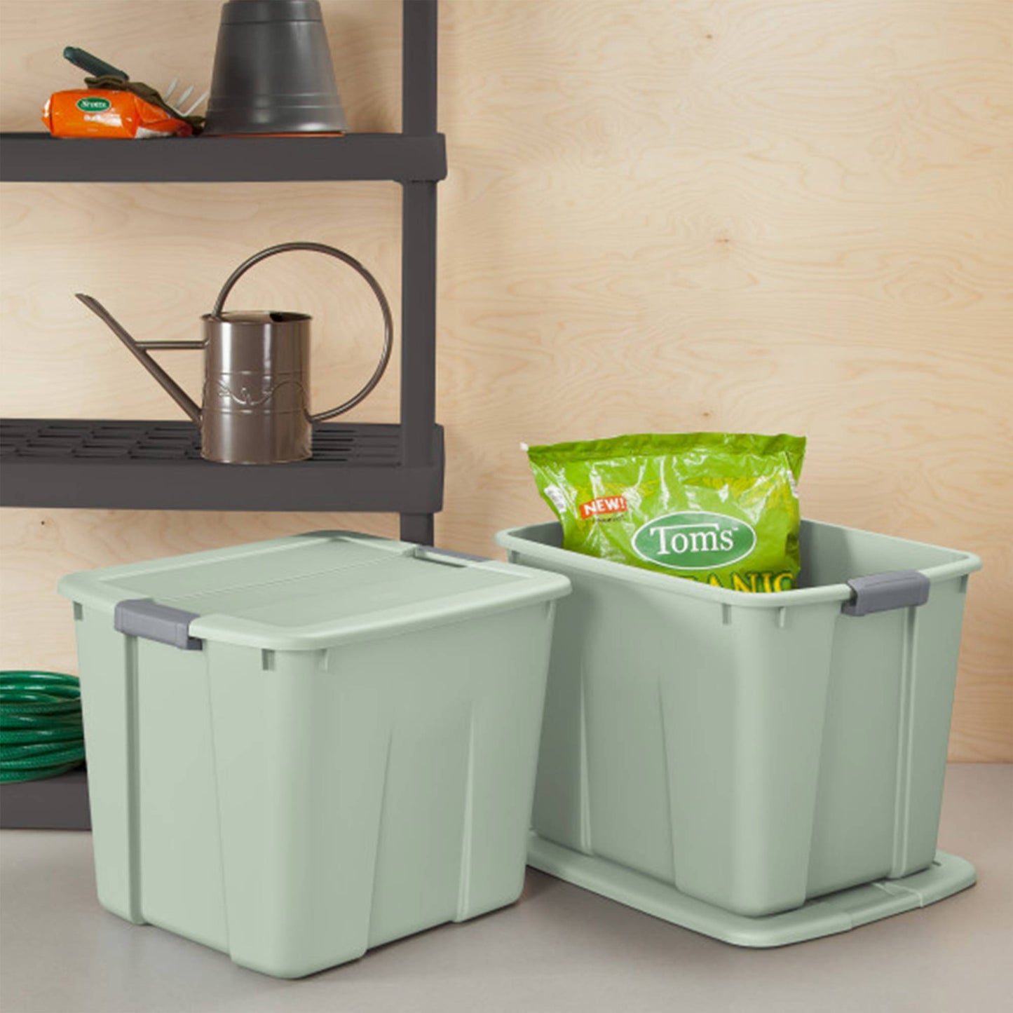 Sterilite 20 Gal Latch Tote Home Storage Organizer Bin w/ Handles, Mint, 12-Pack