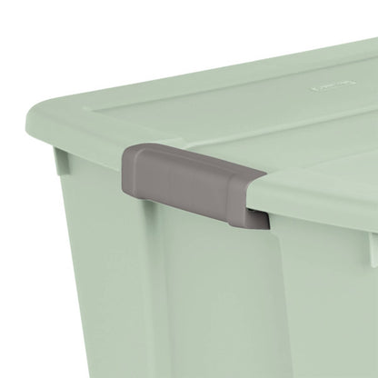 Sterilite 20 Gal Latch Tote Home Storage Organizer Bin w/ Handles, Mint, 12-Pack