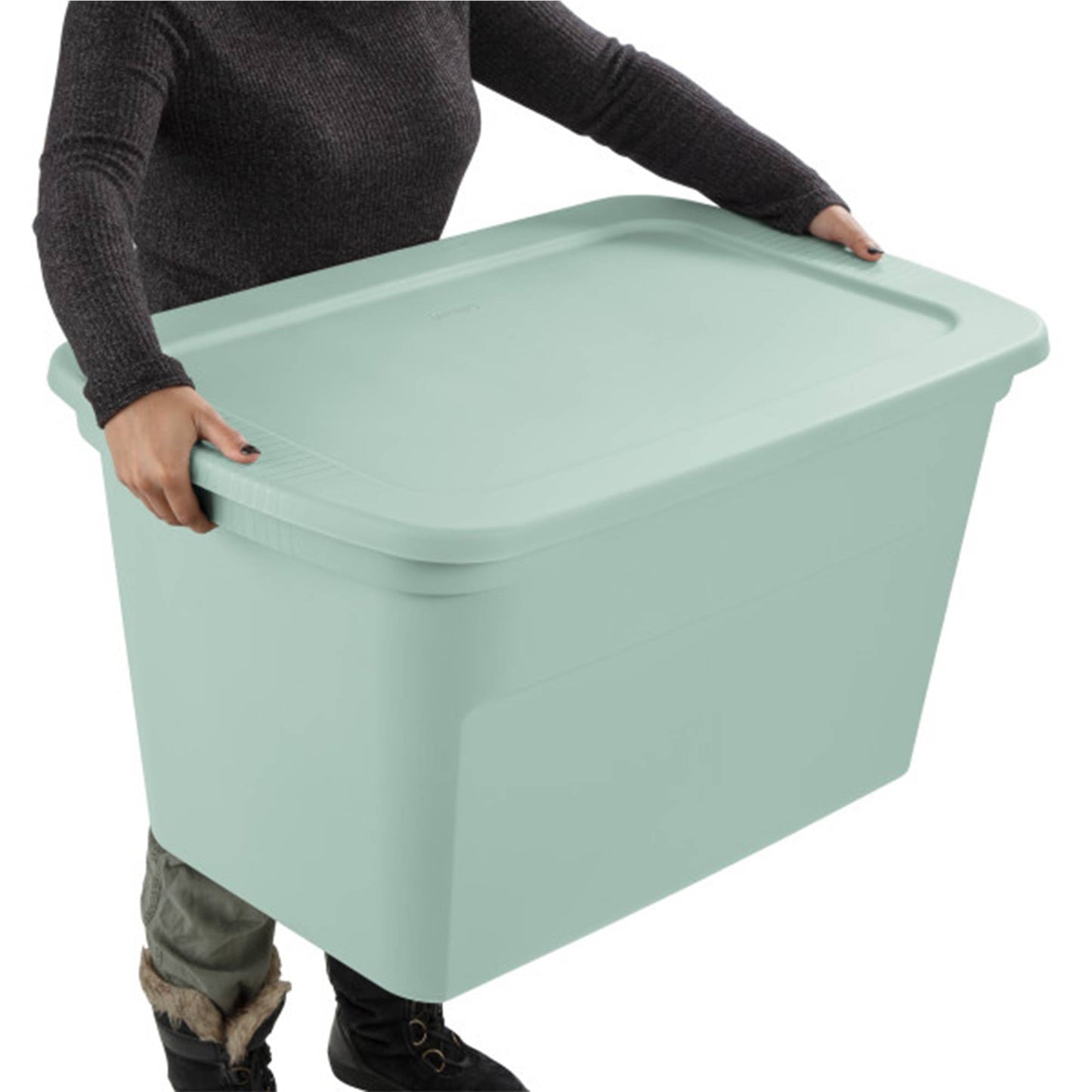 Sterilite 30 Gal Latch Tote with Handles for Home Storage, Mindful Mint (6 Pack)