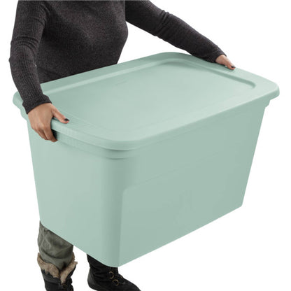 Sterilite 30 Gal Latch Tote with Handles for Home Storage, Mindful Mint (6 Pack)