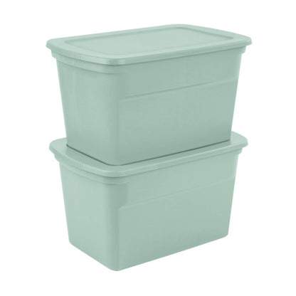 Sterilite 30 Gal Latch Tote with Handles for Home Storage, Mindful Mint (6 Pack)