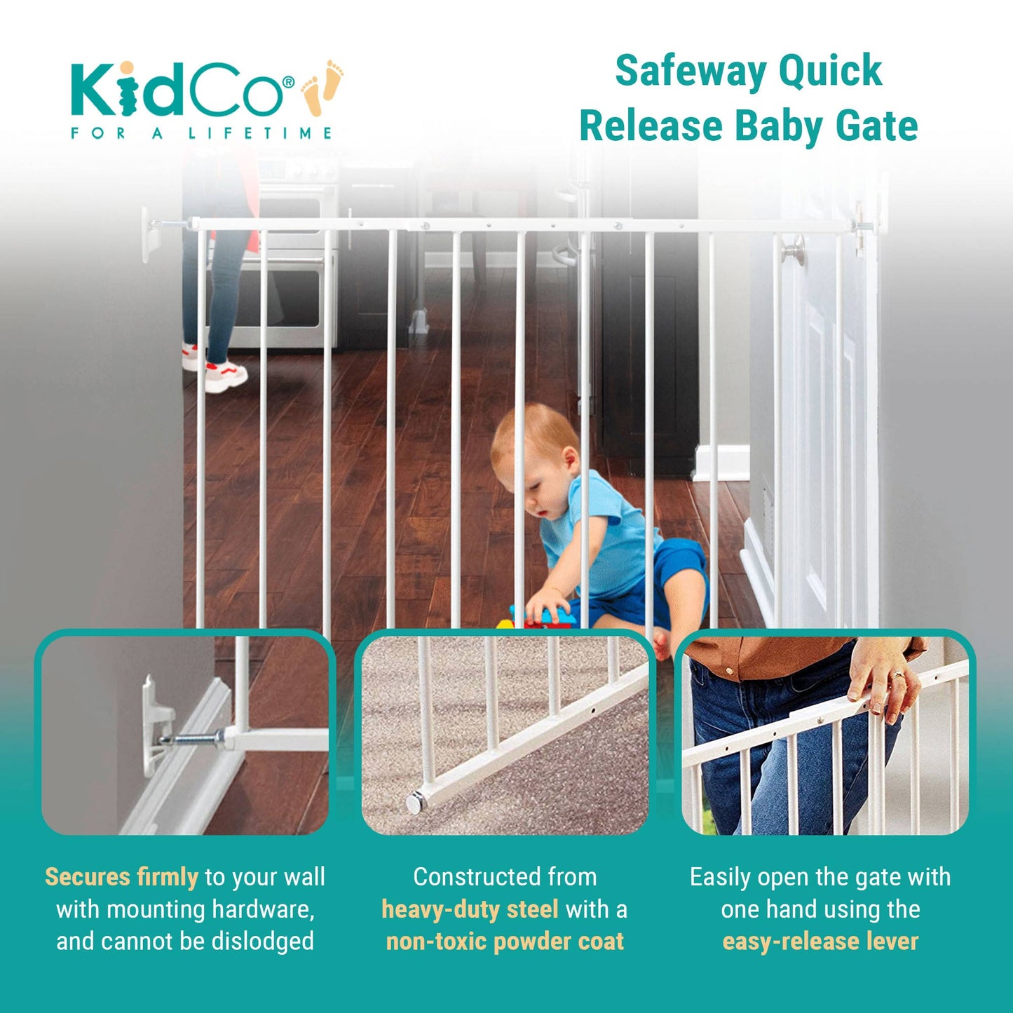 KidCo Safeway Top of Stairs Quick Release Baby Gate for Protection (2 Pack)