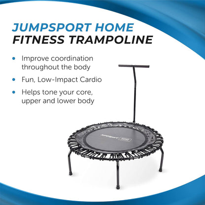 JumpSport Round Home Fitness Indoor Mini Rebounder Trampoline for Adults, Black