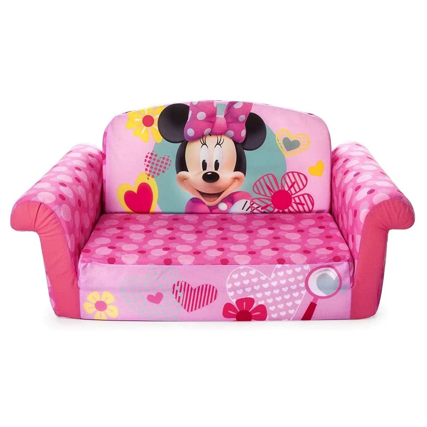 Marshmallow Furniture Kids 2 in 1 Foam Compress Sofa Bed, Minnie Mouse (2 Pack)