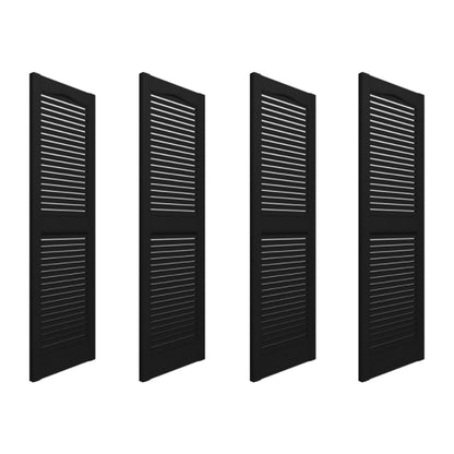 Plastic Development Group 14x55 Inch Exterior Louvered Shutters, Black (4 Pack)