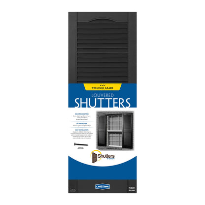 Plastic Development Group 14x55 Inch Exterior Louvered Shutters, Black (4 Pack)
