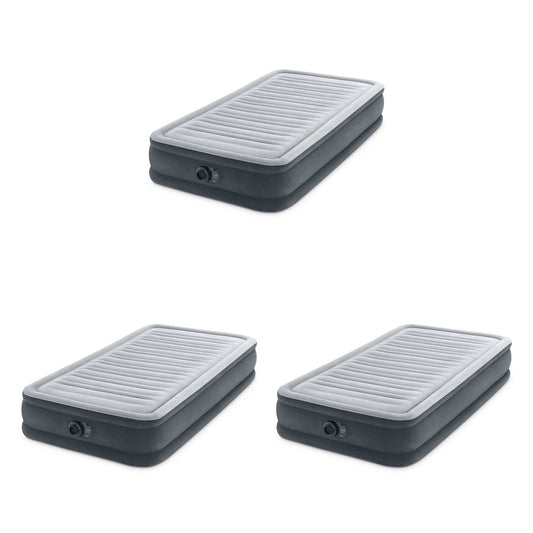 Intex Comfort Deluxe Dura-Beam Plush Airbed Mattress with Pump, Twin (3 Pack)