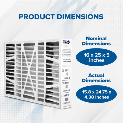 Trion Air Bear OEM 16x25x4 Inch MERV 8 Replacement Air Purifier Filter, 2 Pack
