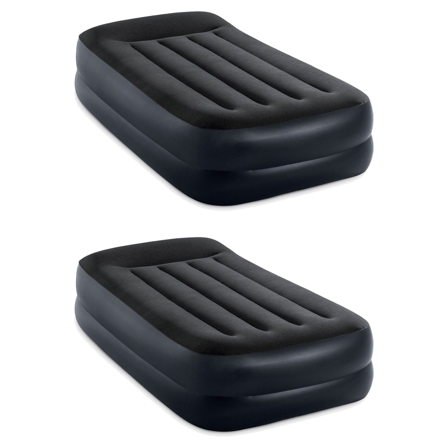 Intex Dura Beam Plus Pillow Raised Airbed Mattress w/Built in Pump, Twin(2 Pack)