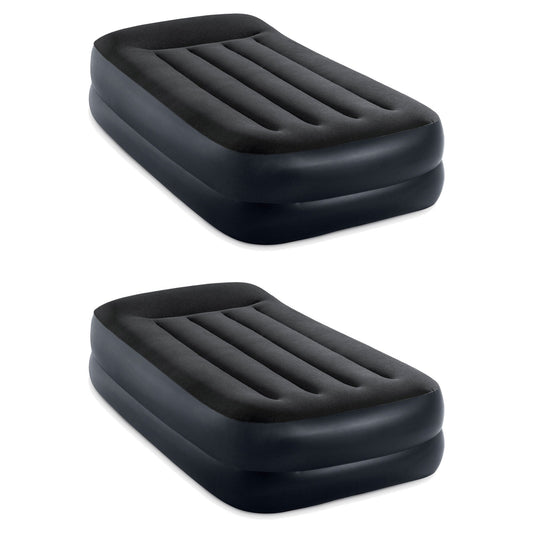 Intex Dura Beam Plus Pillow Raised Airbed Mattress w/Built in Pump, Twin(2 Pack)