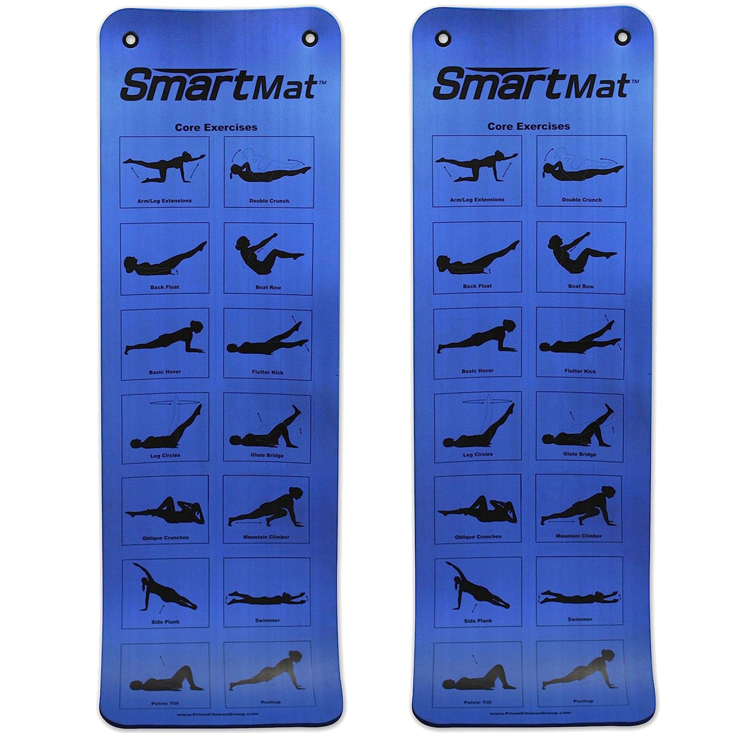 Prism Fitness Thick Smart Self Guided Stretching and Exercise Mat, Blue (2 Pack)