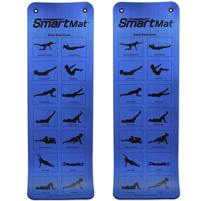 Prism Fitness Thick Smart Self Guided Stretching and Exercise Mat, Blue (2 Pack)