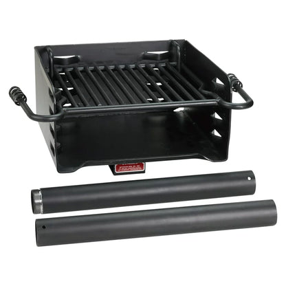 Pilot Rock Park Style Steel Outdoor BBQ Charcoal Grill and Post, Black (3 Pack)