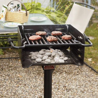 Pilot Rock Park Style Steel Outdoor BBQ Charcoal Grill and Post, Black (3 Pack)