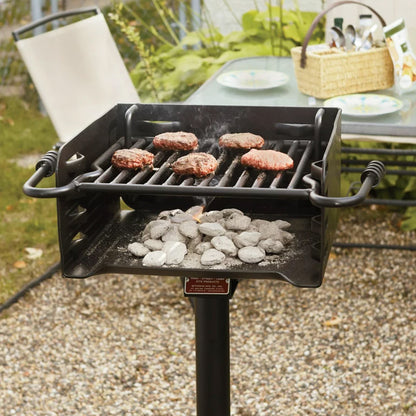 Pilot Rock Park Style Steel Outdoor BBQ Charcoal Grill and Post, Black (3 Pack)