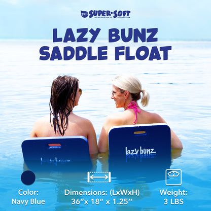 TRC Recreation Lazy Bunz Foam Saddle Swimming Pool Lounger, Navy Blue (2 Pack)