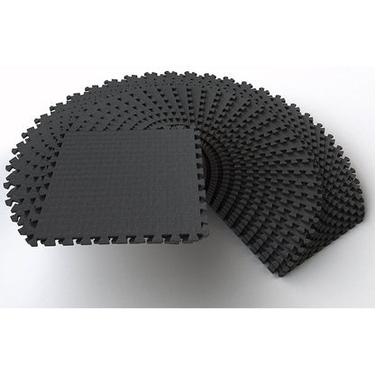 BalanceFrom Fitness 144 Square Foot EVA Foam Exercise Mat Tiles, Black (2 Pack)