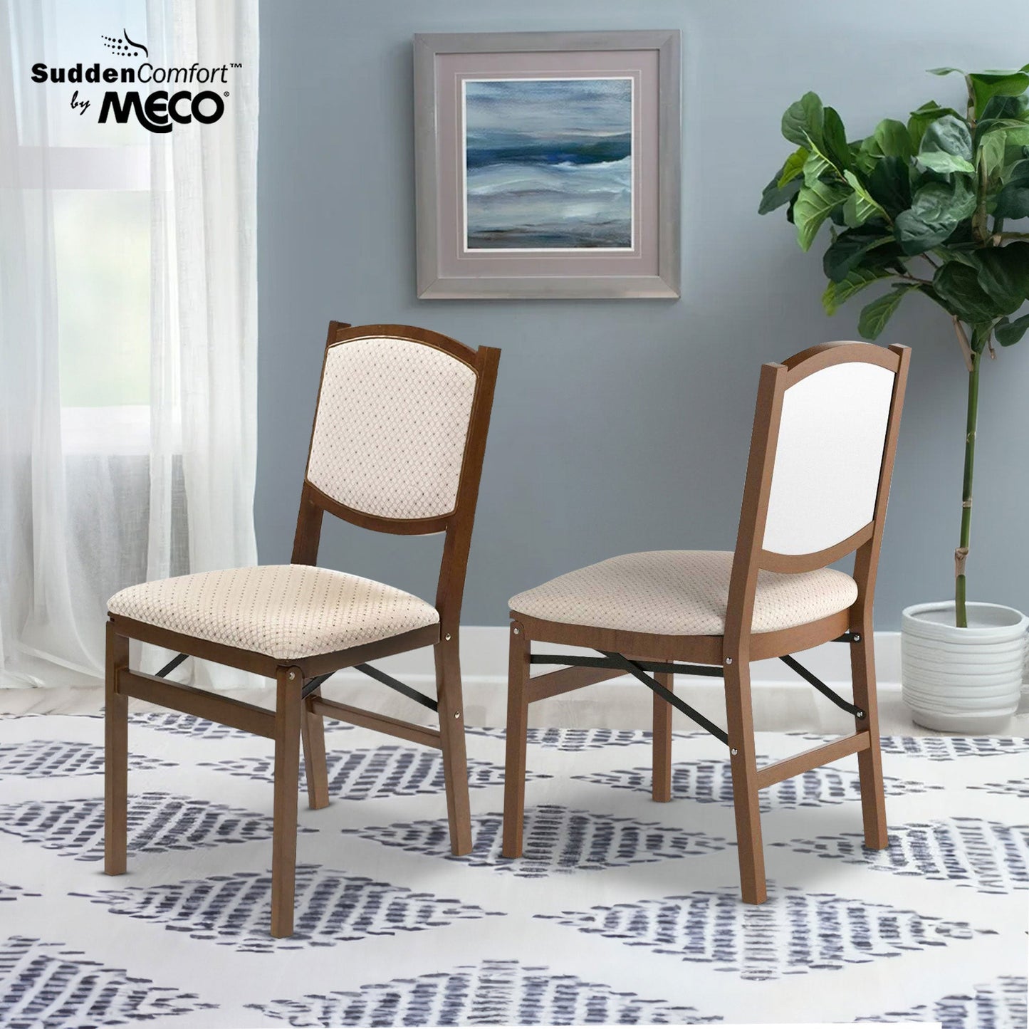 Stakmore Contemporary Upholstered Back Fruitwood Folding Dining Chair (4 Pack)