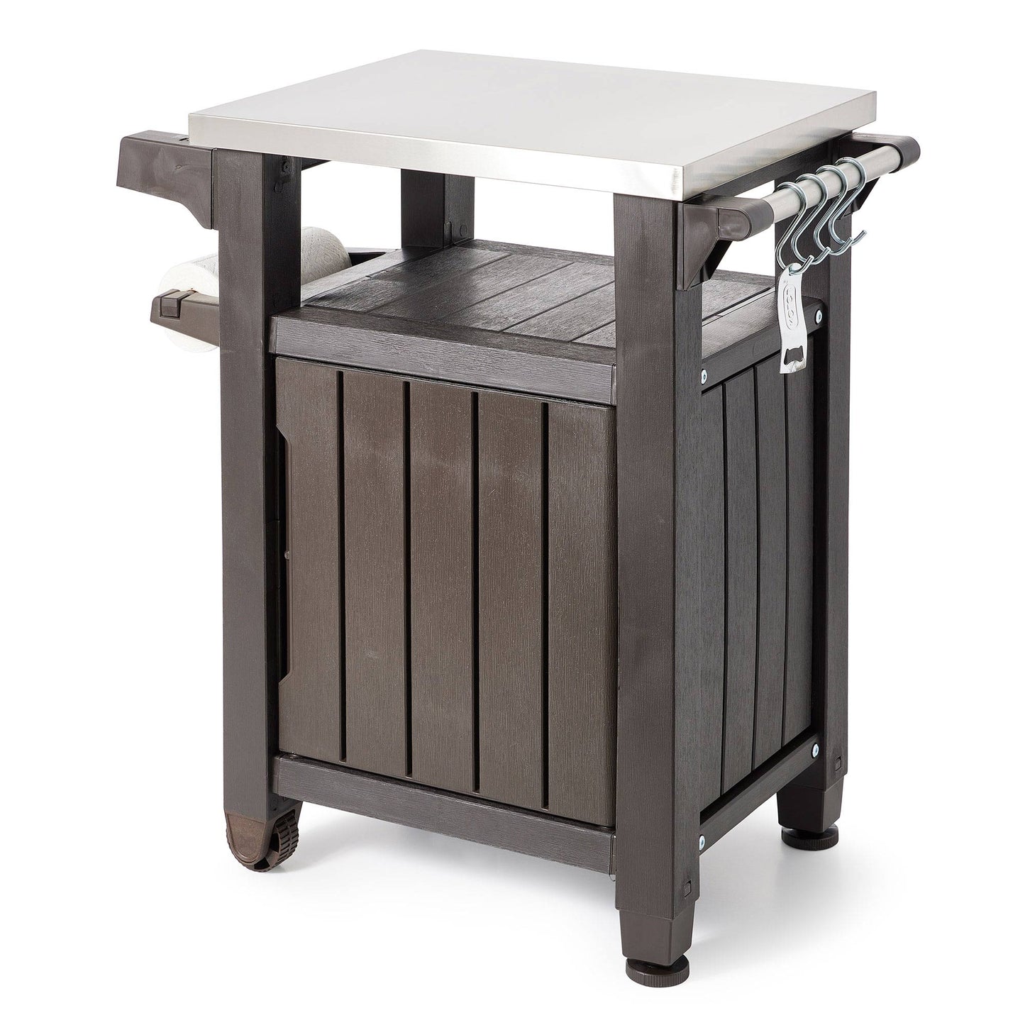 Keter Unity 40 Gal Grilling Bar Cart with Westwood 150 Gal Storage Deck Box