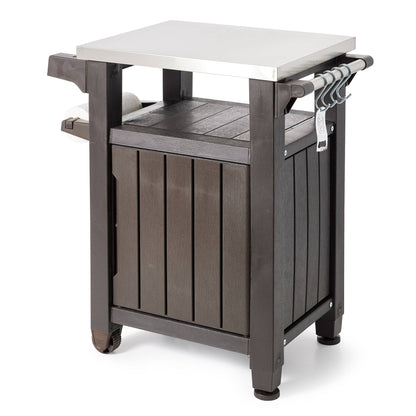 Keter Unity 40 Gal Grilling Bar Cart with Westwood 150 Gal Storage Deck Box