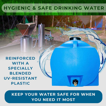 WaterPrepared 35 Gal Water Tank w/ Large Cap, Brass Spigot & Handles (2 Pack)