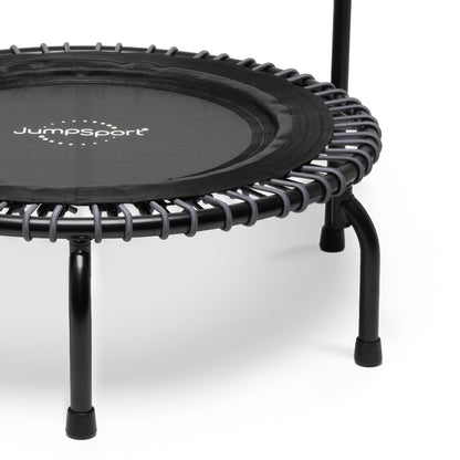 JumpSport 350 Series 39" Fitness Trampoline & Handle Bar Bundle, Adjustable Bungees, Stable No-Tip Arched Legs, & 60 Day Streaming Trial