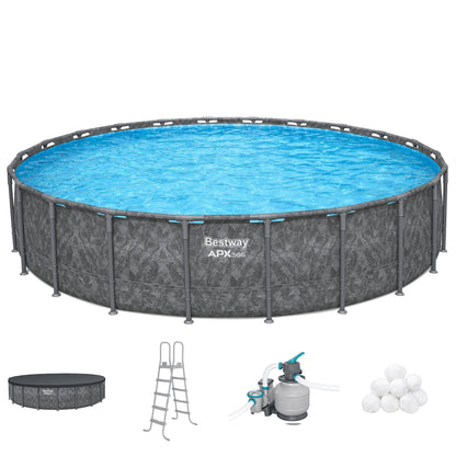 Bestway APX 365 22'x52" Round Above Ground Swimming Pool Set with Pump & Ladder