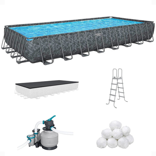 Bestway APX 365 31'4" x 16' x 52" Rectangular Above Ground Swimming Pool Set