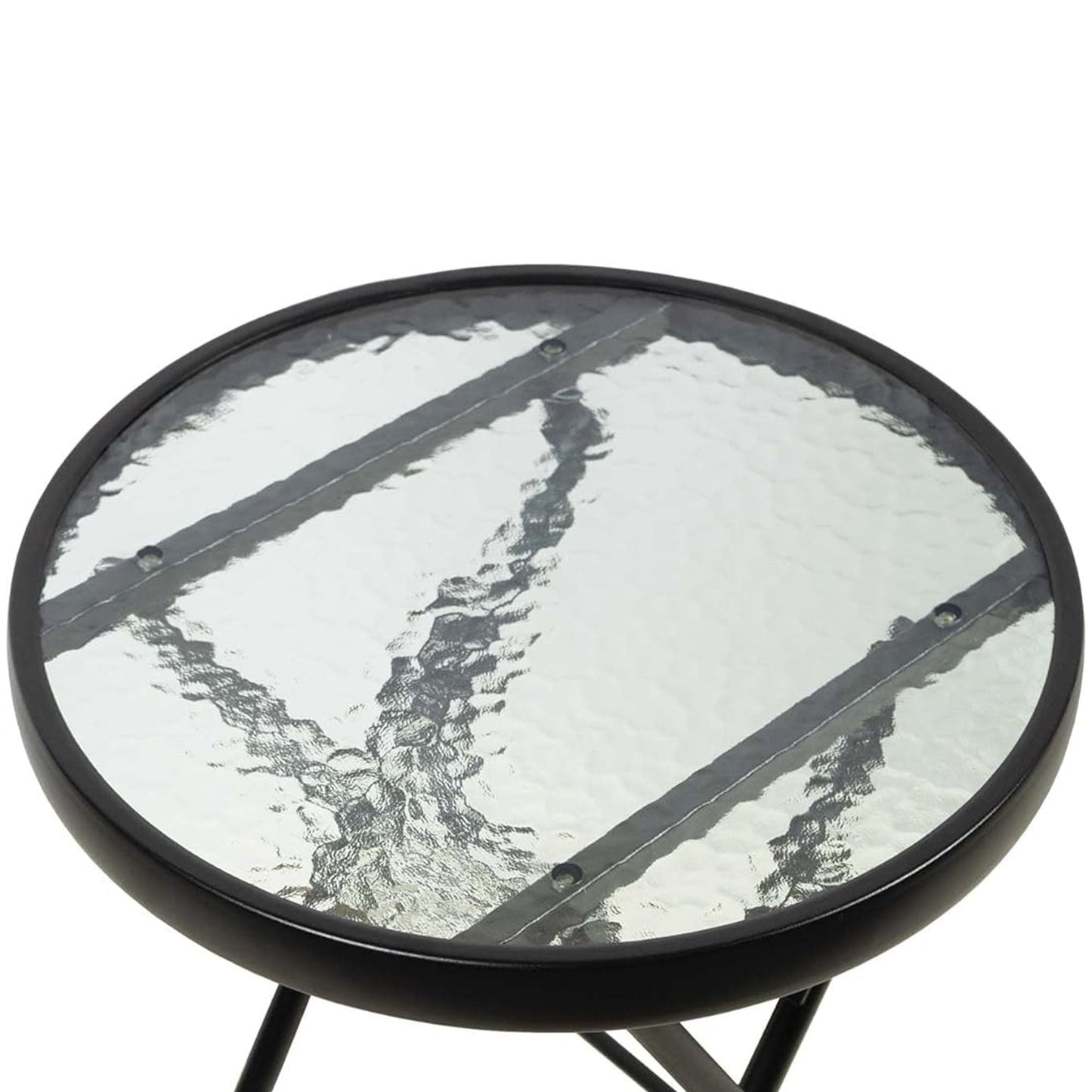 Four Seasons Courtyard Marbella 16 Inch Foldable Steel Round Side Table, Black