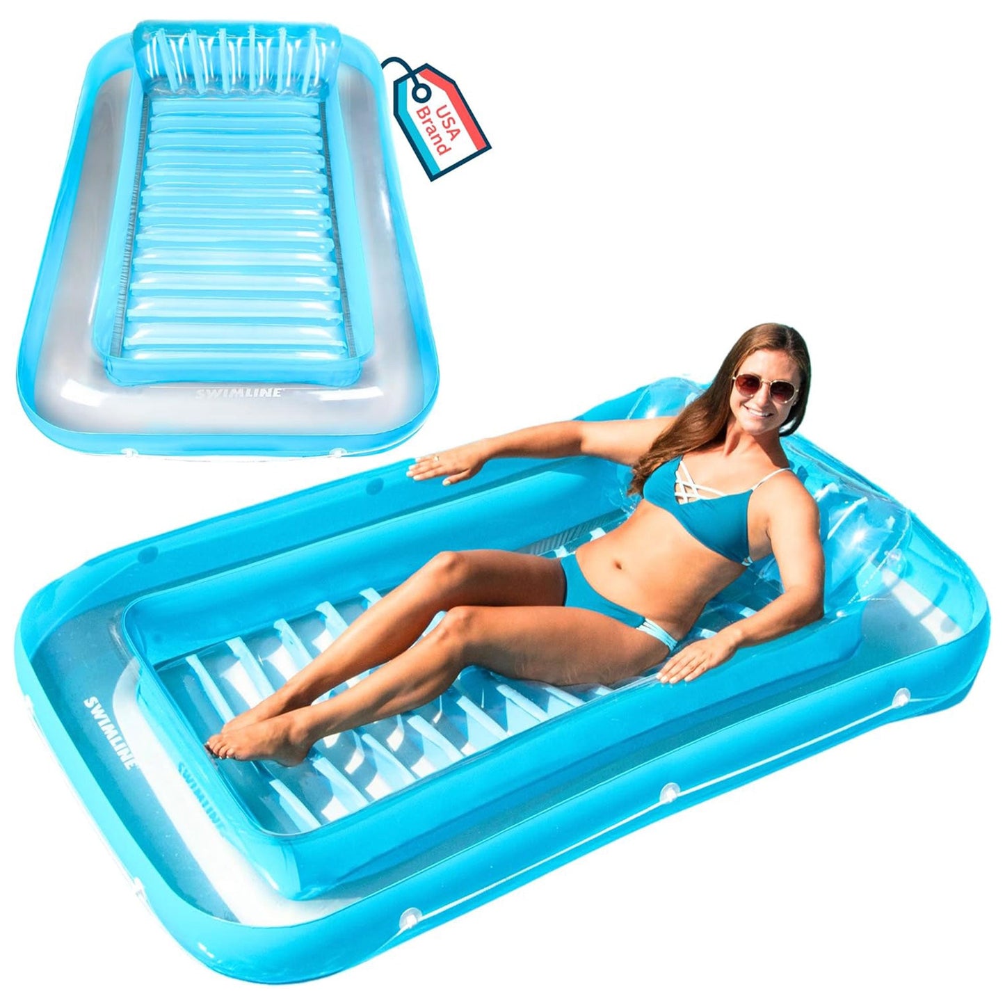 Swimline Original Suntan Tub Relaxing Outdoor Water Lounge Float, Blue (2 Pack)