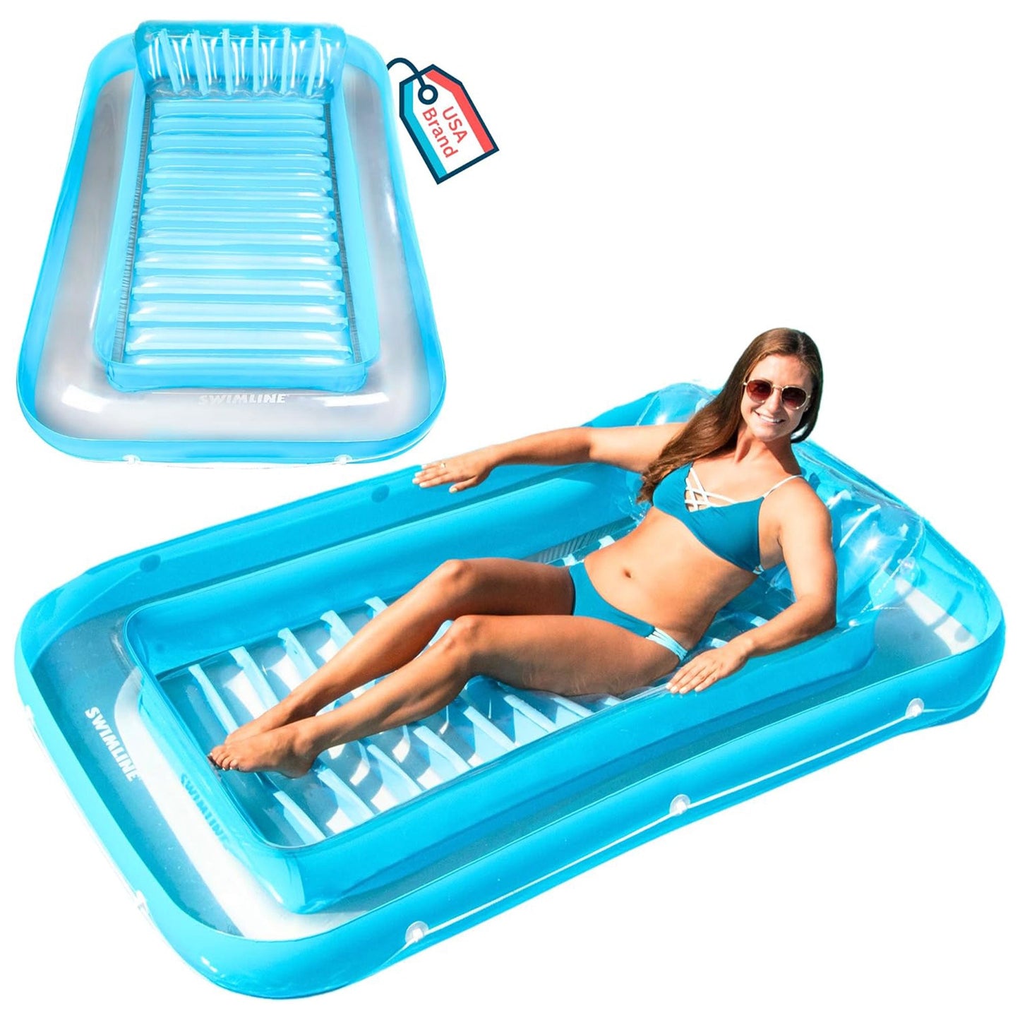 Swimline Original Suntan Tub Relaxing Outdoor Water Lounge Float, Blue (3 Pack)