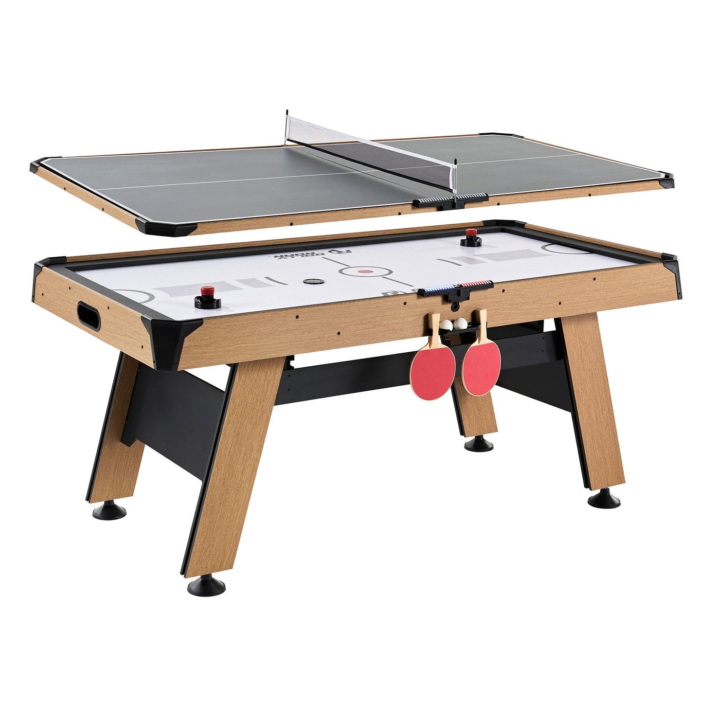 Rally and Roar 72'' Air Powered Hockey Arcade Game Table with Table Tennis Conversion Top