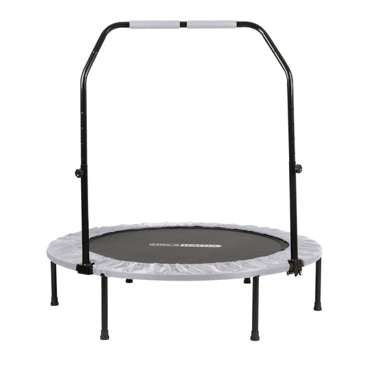 HolaHatha Foldable Mini Fitness Trampoline with Adjustable Handle, 48 in., White