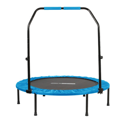 HolaHatha 40" Mini Trampoline Fitness Rebounder with Adjustable Handle, Blue