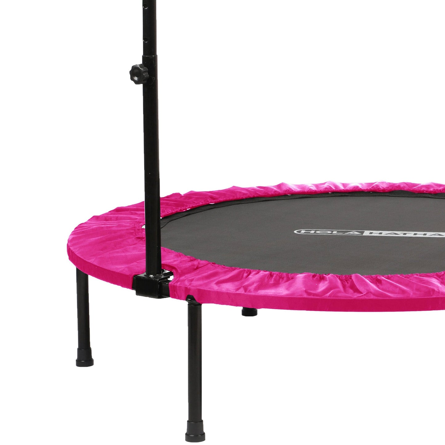 HolaHatha 40" Mini Trampoline Fitness Rebounder with Adjustable Handle, Pink