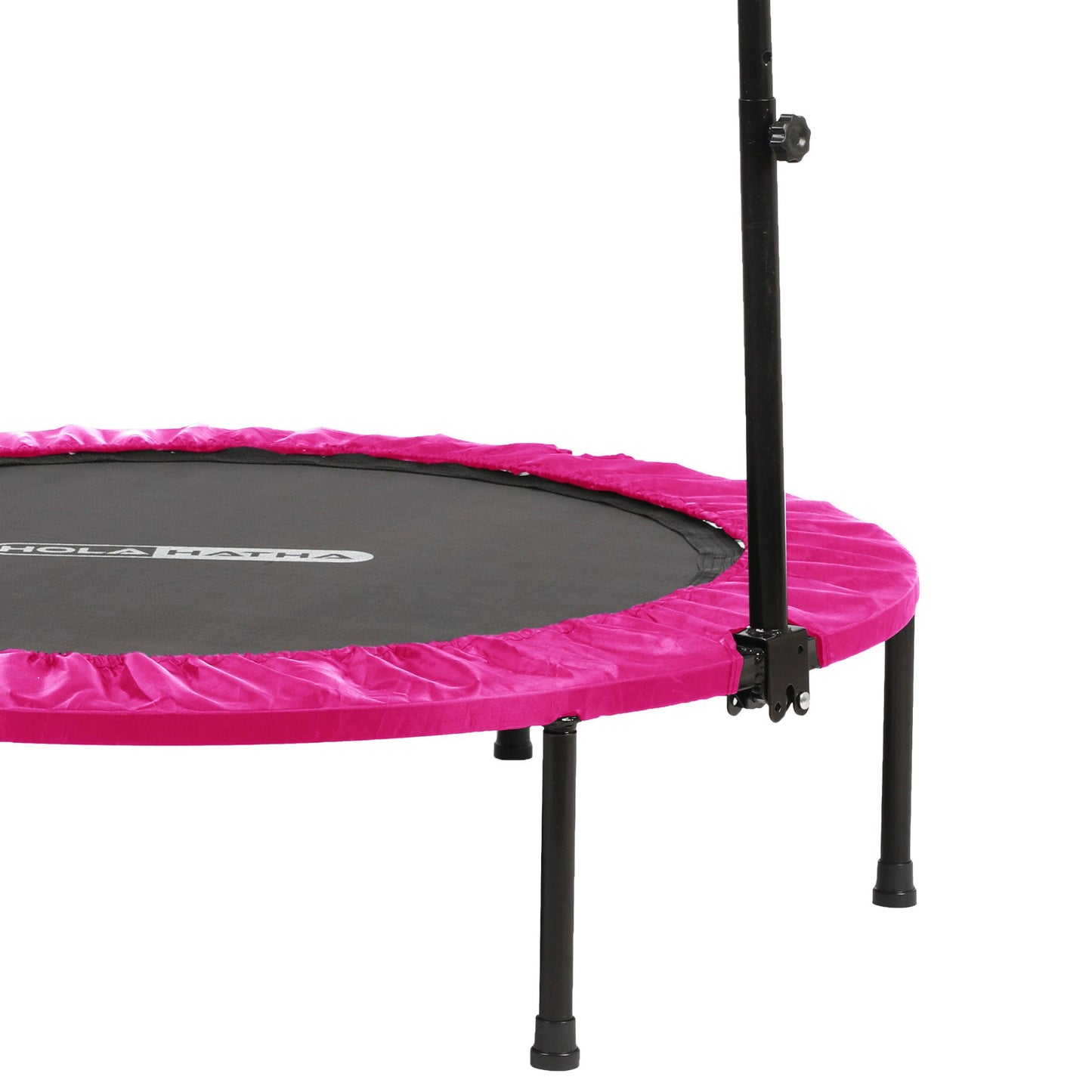 HolaHatha 40" Mini Trampoline Fitness Rebounder with Adjustable Handle, Pink