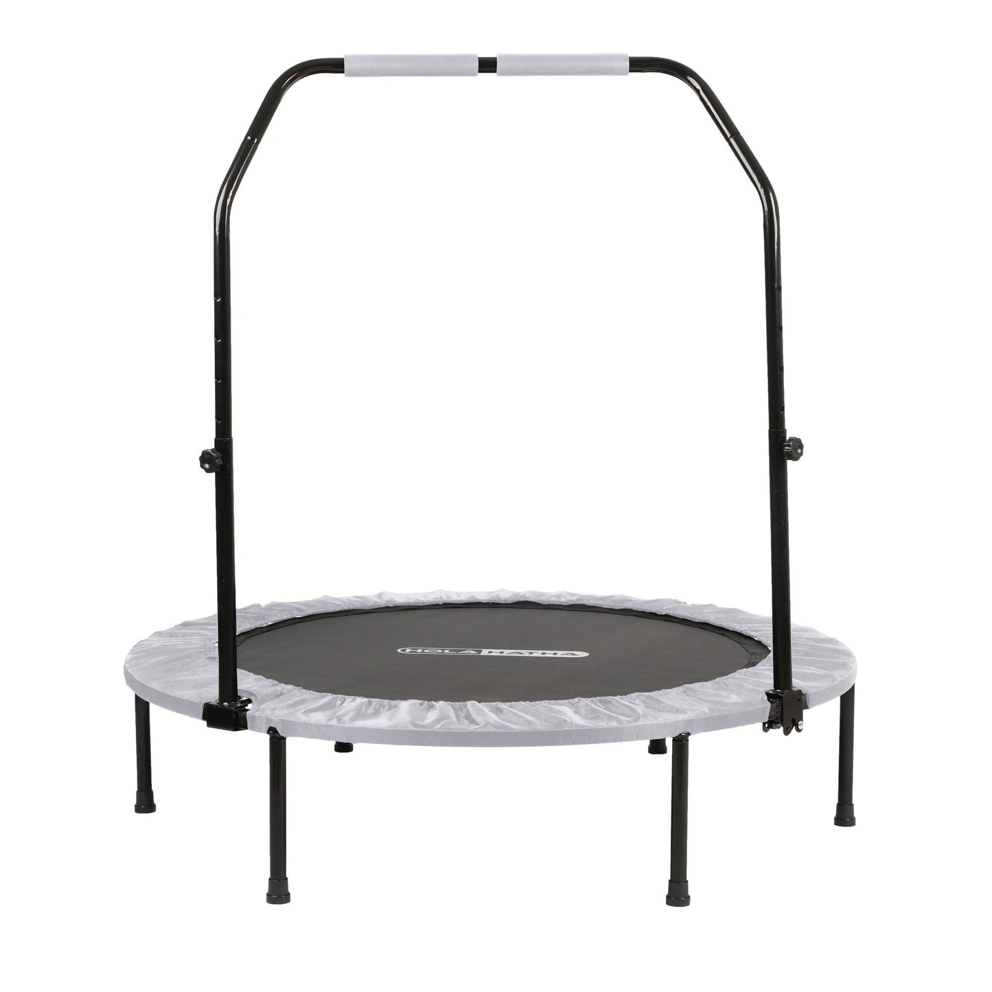 HolaHatha Foldable Mini Fitness Trampoline with Adjustable Handle, 40 in., White